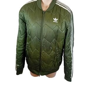 Vintage Y2K Adidas Quilted Bomber Jacket Mens Thrashed Beater Streetwear M READ